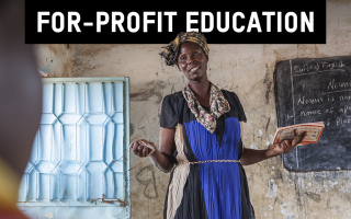 Woman standing in front of blackboard