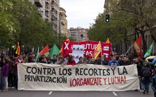 Student demonstration against cuts in public education, April 2012, Zaragoza, Spain