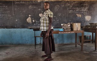 Pregnant student in school in Tanzania